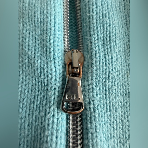 Polo Ralph Lauren Golf W’s Full Zip Sweater Small Aqua sky blue Jacket cotton - Picture 8 of 14